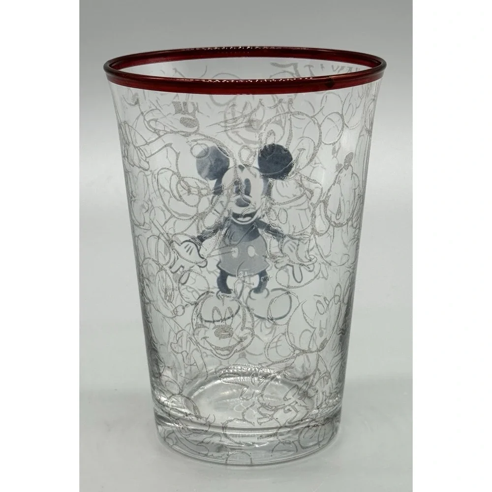 Pottery Barn Disney Mickey‎ Mouse Glass Tumblers Set of 4 Black White